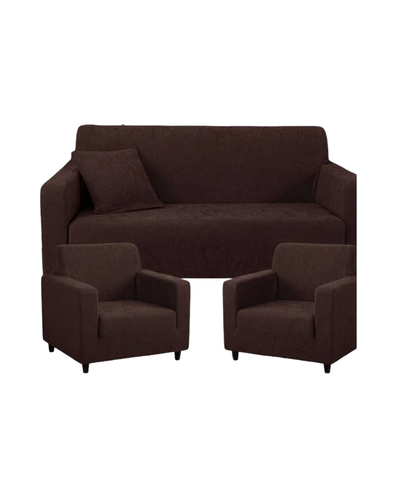 JUEGO DE FUNDAS PARA SILLONES 3+1+1 DISEÑO HOJAS ELASTICAS Y LAVABLES - 6