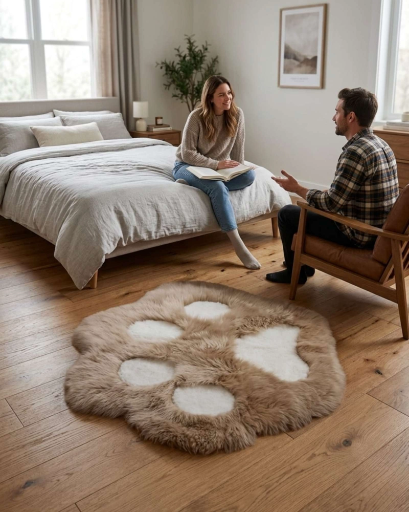 ALFOMBRA DECORATIVA FORMA PATA GATO SUAVE 70X80CM - 1
