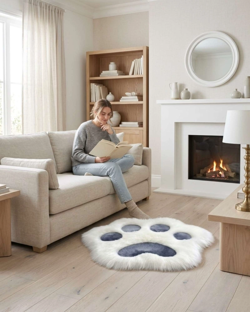 ALFOMBRA DECORATIVA FORMA PATA GATO SUAVE 70X80CM - 2