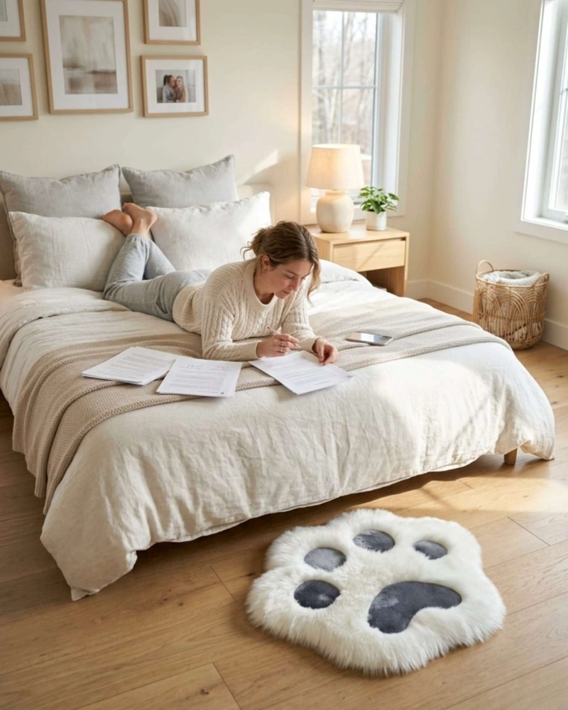 ALFOMBRA DECORATIVA FORMA PATA GATO SUAVE 70X80CM - 6