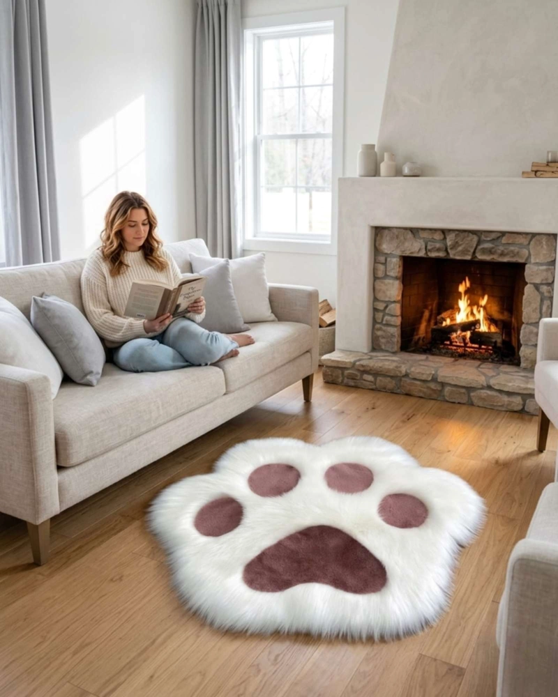 ALFOMBRA DECORATIVA FORMA PATA GATO SUAVE 70X80CM - 1