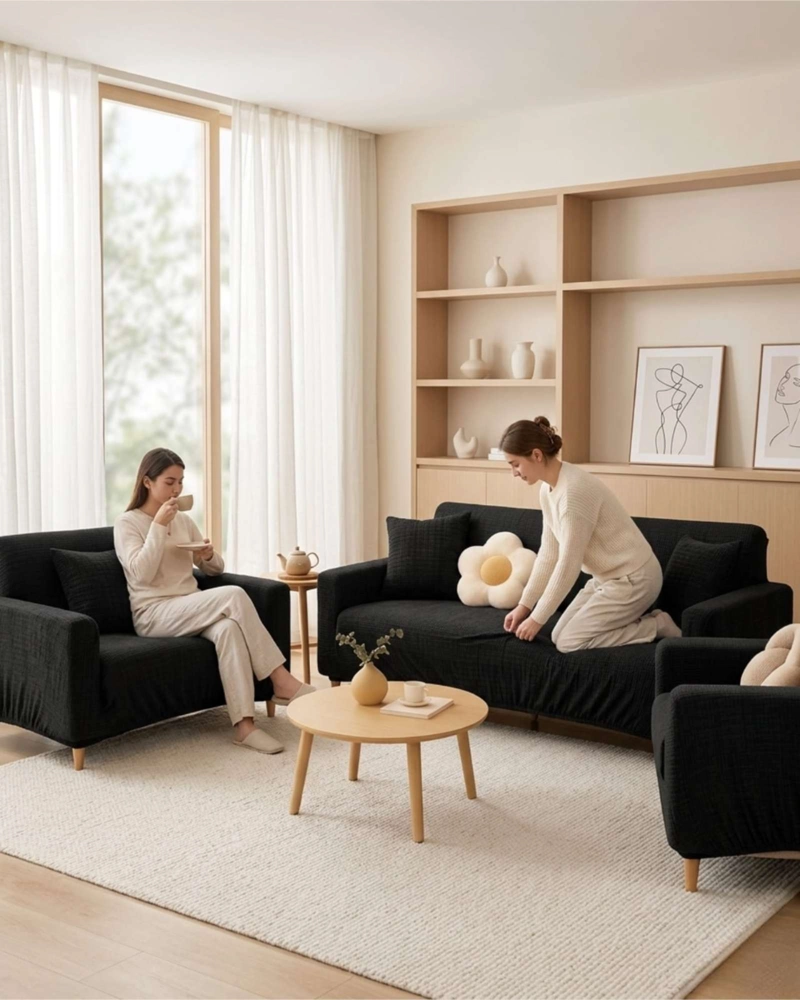 SET CUBRE SILLON 3+1+1 PROTECTOR DE TELA REFORZADA - LAVABLE Y RESISTENTE - 2
