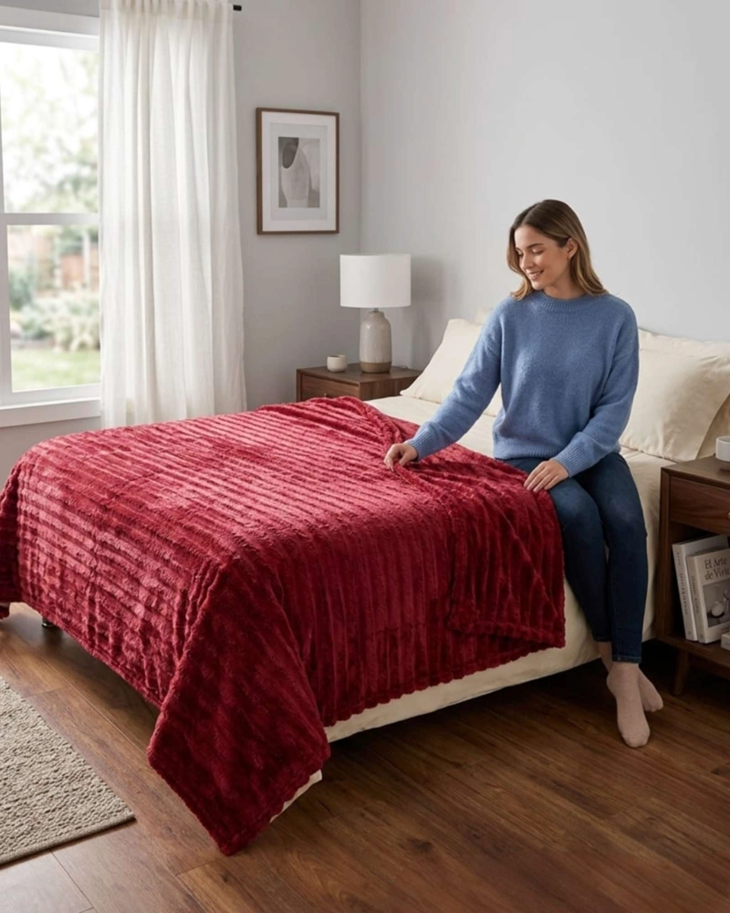 FRAZADA SOFT PREMIUM ESTILO BOHO NORDICO 2 PLAZAS EXTRA SUAVE Y LIVIANA - 4