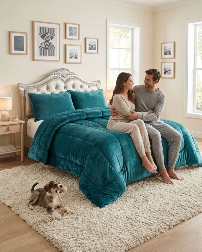 CUBRECAMA DE PLUSH CON CHIPORRO DISEÑO ONDAS 2 PLAZAS - 5