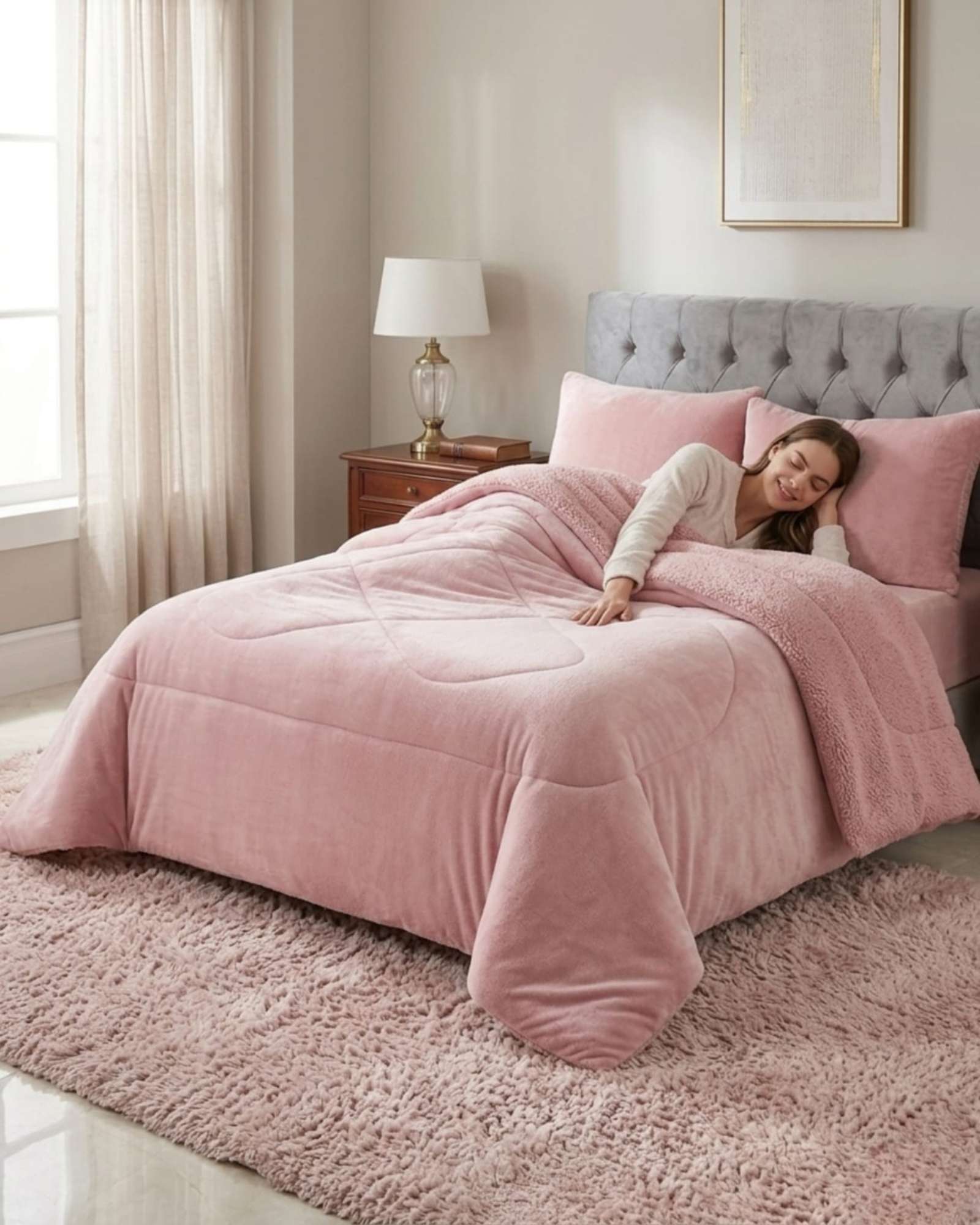 PLUMON CUBRECAMA KING PLUSH CON REVERSO CHIPORRO INVIERNO - 1