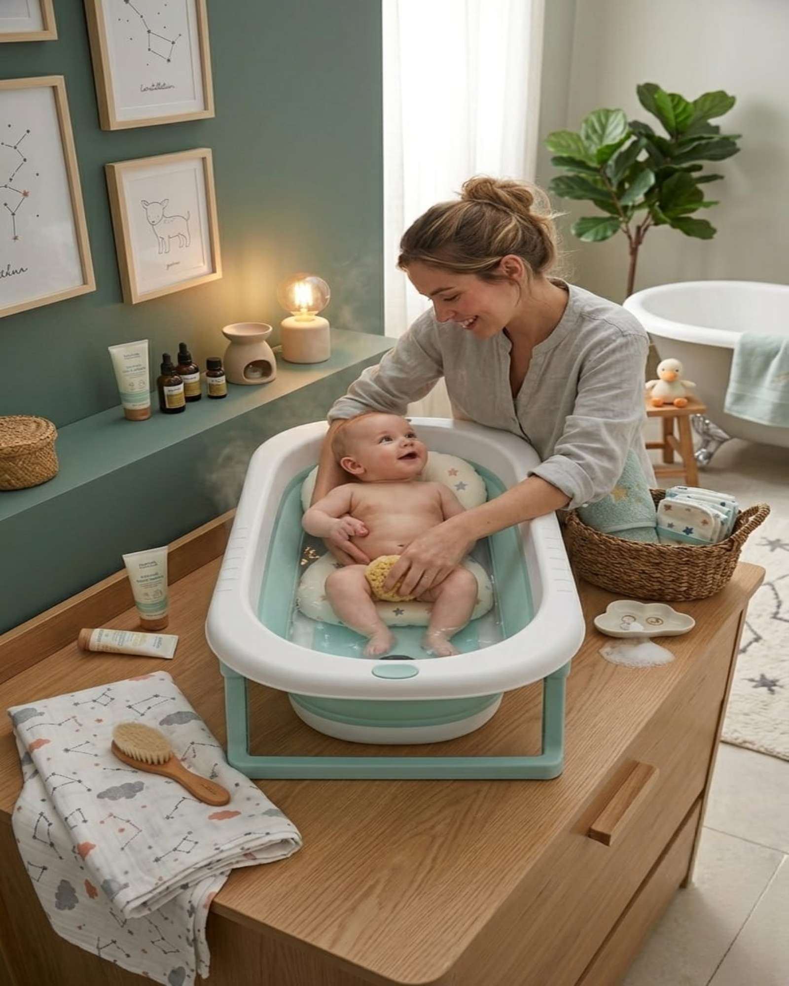 BAÑERA PLEGABLE PREMIUM TERMOMETRO DIGITAL + COJIN ERGONOMICO ANTIDESLIZANTE - 5
