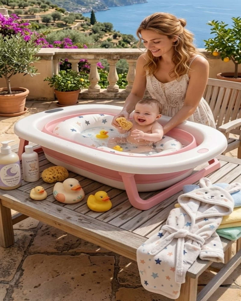 BAÑERA PLEGABLE PREMIUM TERMOMETRO DIGITAL + COJIN ERGONOMICO ANTIDESLIZANTE - 2