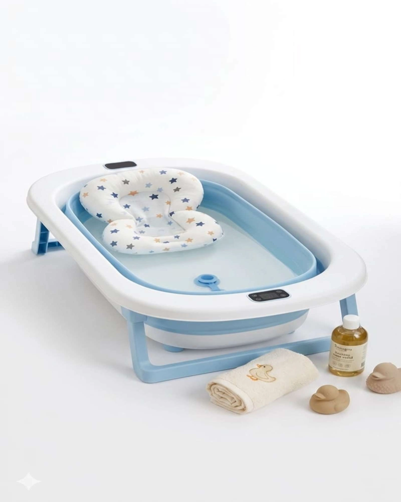 BAÑERA PLEGABLE PREMIUM TERMOMETRO DIGITAL + COJIN ERGONOMICO ANTIDESLIZANTE - 4