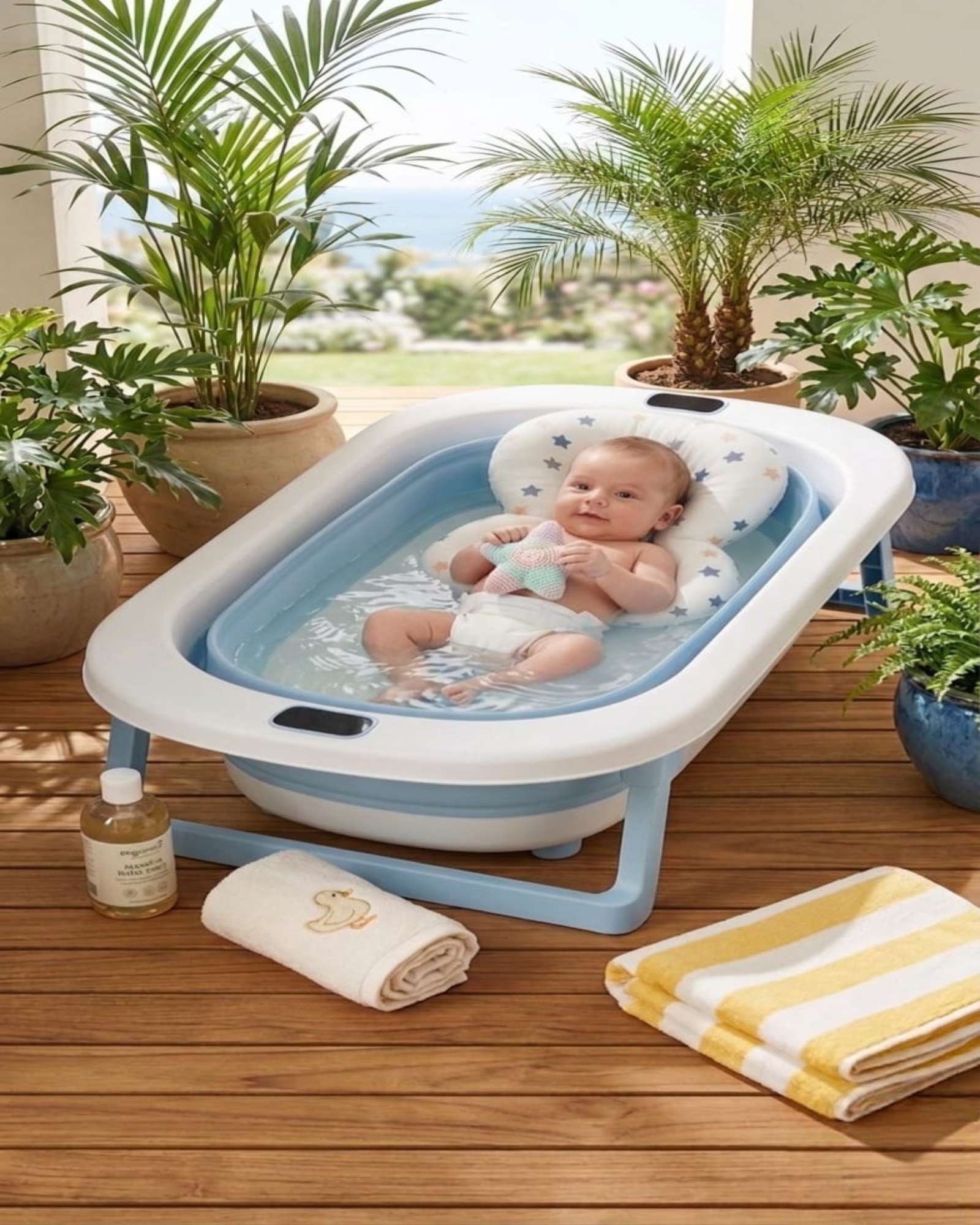 BAÑERA PLEGABLE PREMIUM TERMOMETRO DIGITAL + COJIN ERGONOMICO ANTIDESLIZANTE - 6