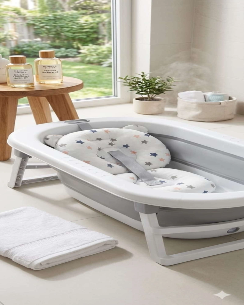 BAÑERA PLEGABLE PREMIUM TERMOMETRO DIGITAL + COJIN ERGONOMICO ANTIDESLIZANTE - 2