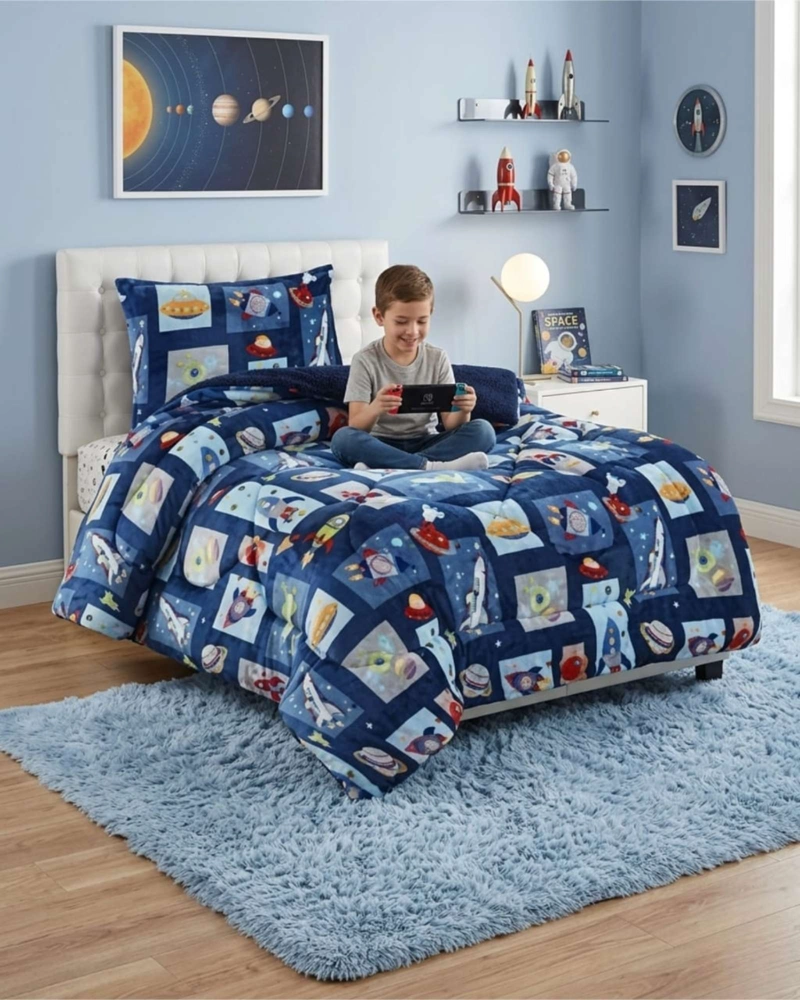 CUBRECAMA PLUSH CON CHIPORRO PLAZA Y MEDIA DISEÑO PREMIUM - 1