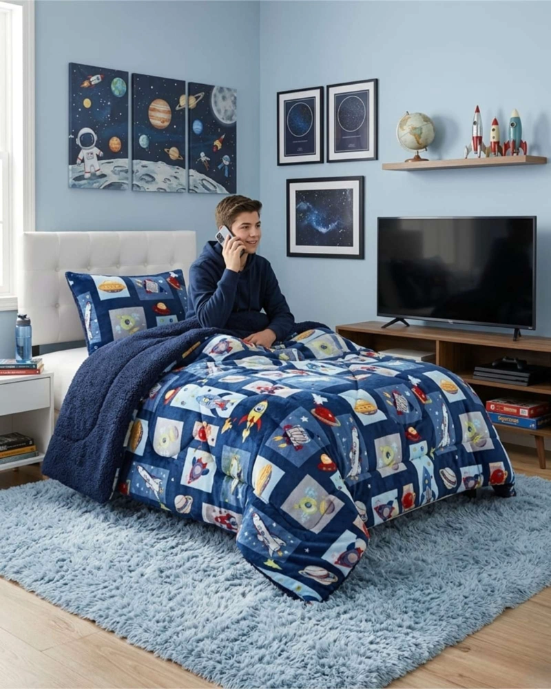 CUBRECAMA PLUSH CON CHIPORRO PLAZA Y MEDIA DISEÑO PREMIUM - 5