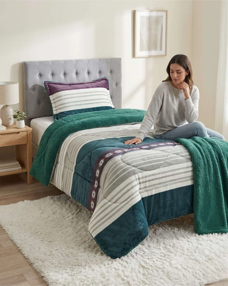 CUBRECAMA PLUSH CON CHIPORRO PLAZA Y MEDIA DISEÑO PREMIUM - 1