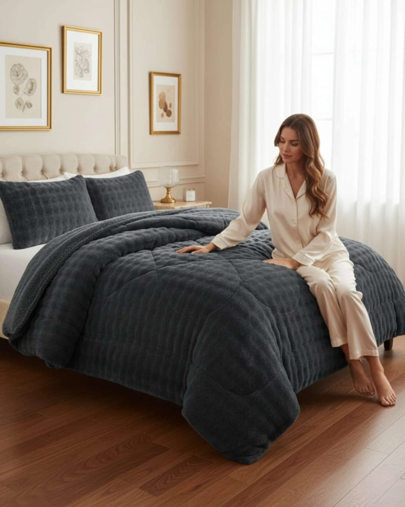 CUBRECAMAS CALIDO PARA INVIERNO DE PIEL SINTETICA KING - 2