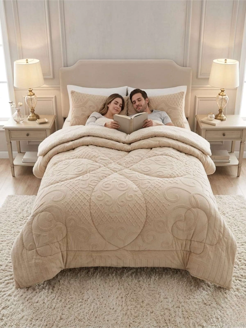 CUBRECAMA PLUMON JACQUARD PREMIUM 2 PLAZAS INVIERNO TE RMICO - 1