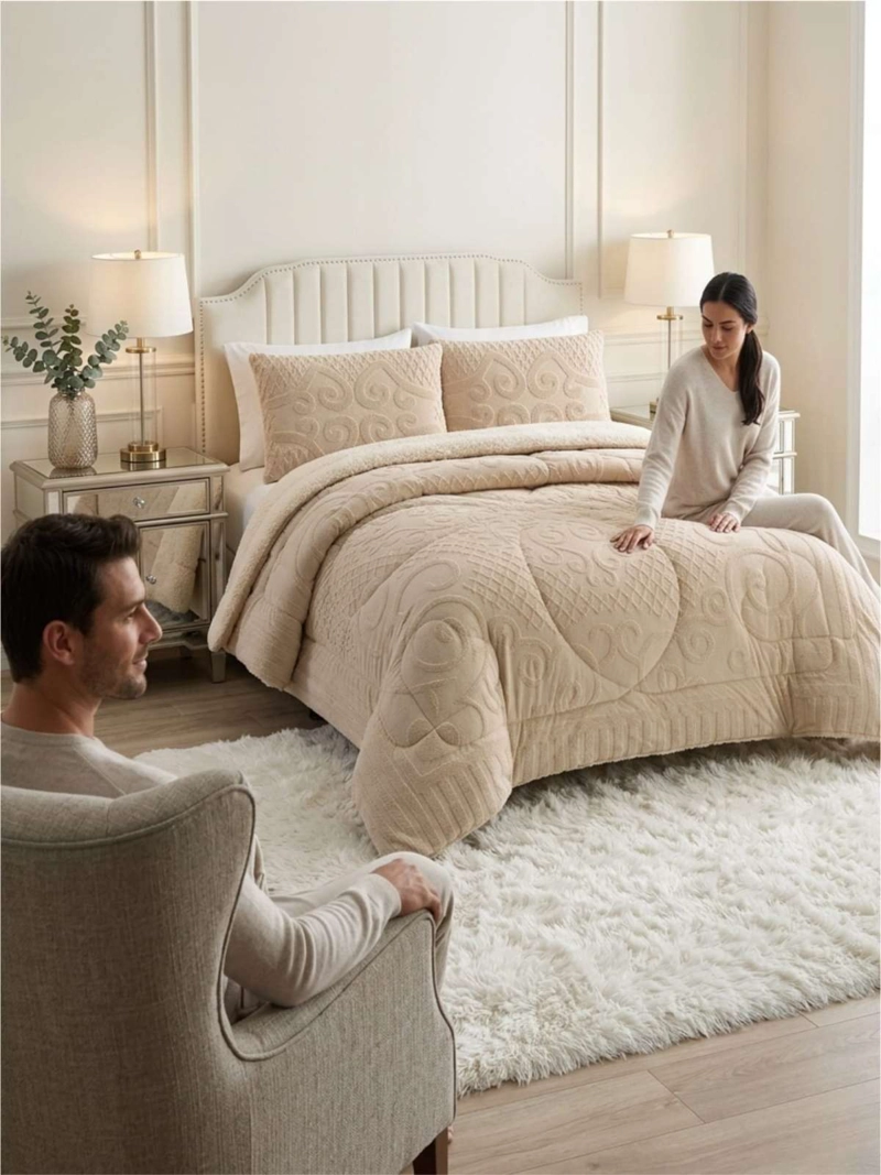 CUBRECAMA PLUMON JACQUARD PREMIUM 2 PLAZAS INVIERNO TE RMICO - 4
