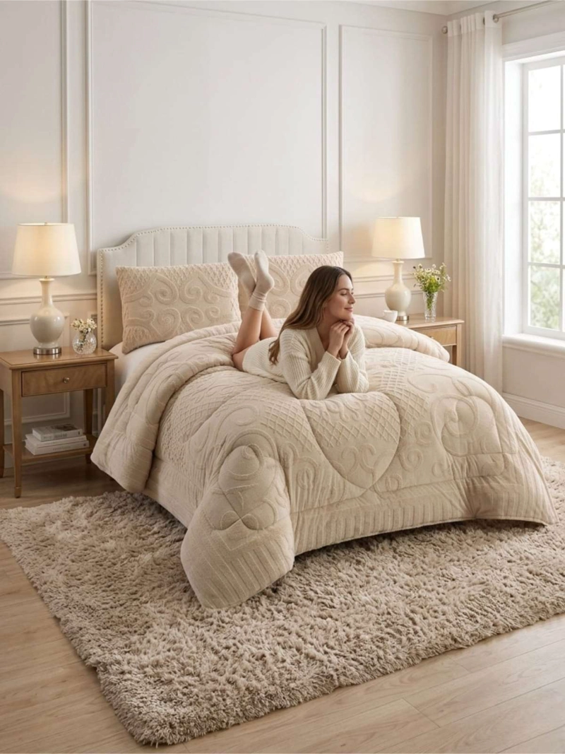 CUBRECAMA PLUMON JACQUARD PREMIUM 2 PLAZAS INVIERNO TE RMICO - 6