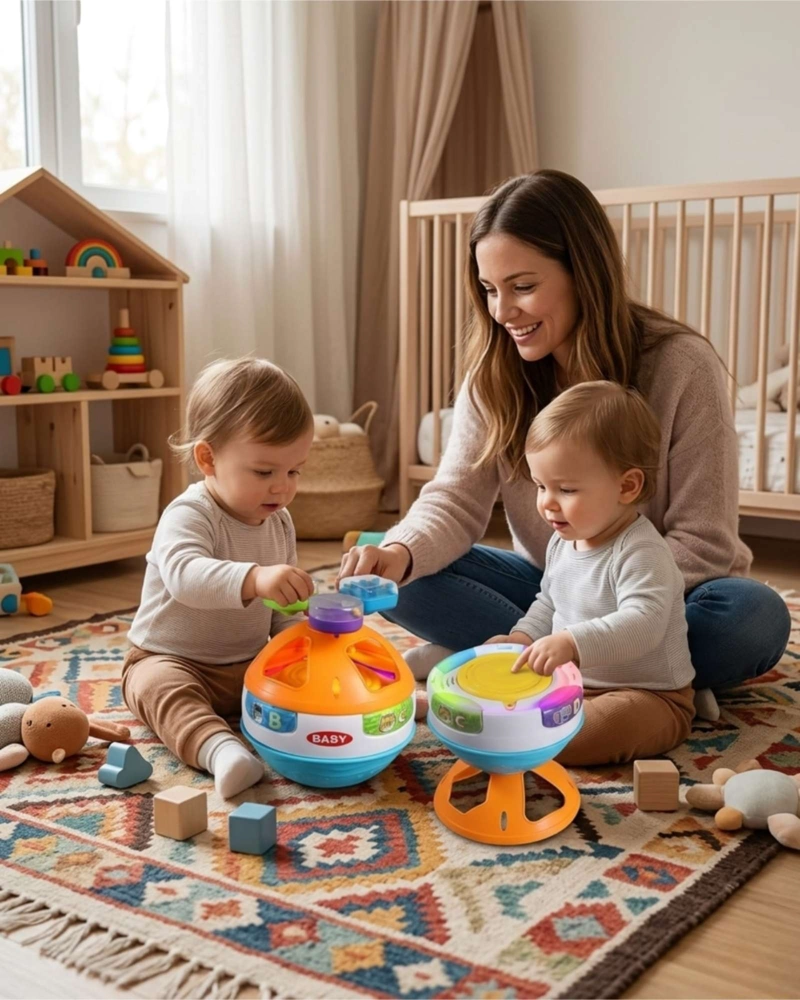 PELOTA DIDACTICA GIRATORIA CON SONIDOS Y LUCES - JUGUETE DE ESTIMULACION TEMPRANA - 5