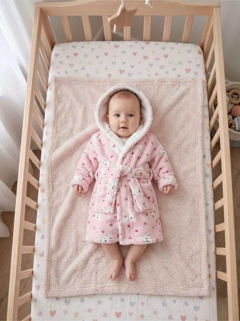 BATA DE BAÑO BEBE  CON CAPUCHA DISEÑOS NIÑA Y NIÑO - 1