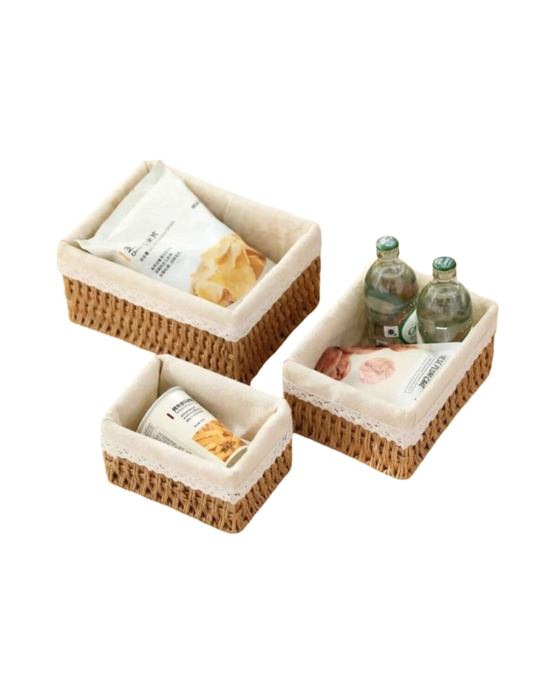 KIT DE 3 CESTAS ORGANIZADORAS MODERNAS DE DISEÑO TEJIDO - 6