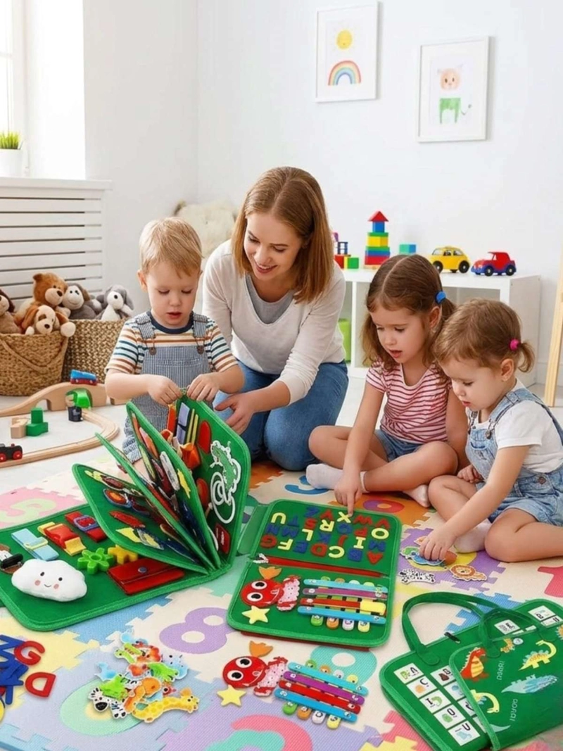 LIBRO SENSORIAL CON TABLERO DE ACTIVIDADES MOTRICIDAD FINA - 2