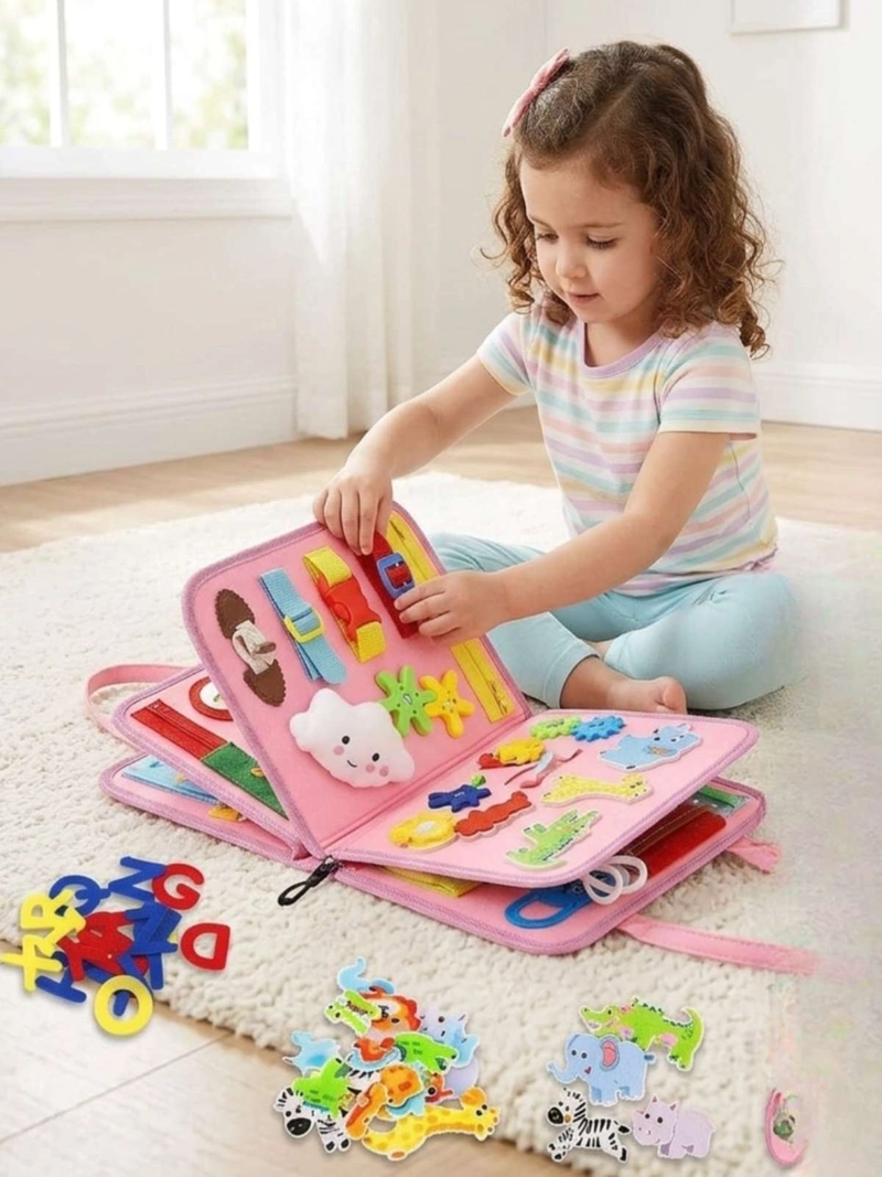 LIBRO SENSORIAL CON TABLERO DE ACTIVIDADES MOTRICIDAD FINA - 1