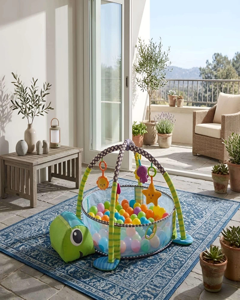 GIMNASIO DE ACTIVIDADES Y PISCINA DE PELOTAS 2 EN 1 PARA BEBE - 4
