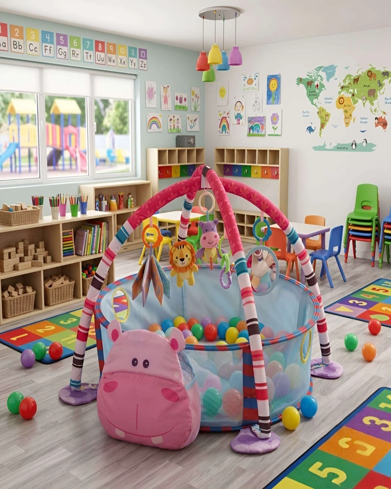 GIMNASIO DE ACTIVIDADES Y PISCINA DE PELOTAS 2 EN 1 PARA BEBE - 1