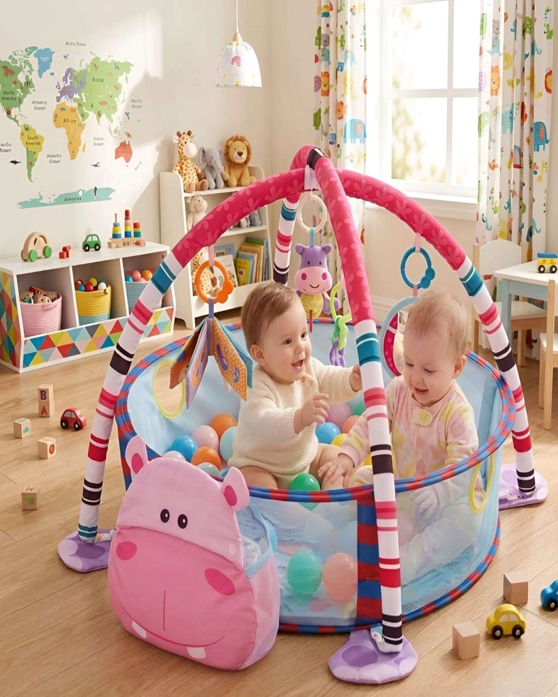 GIMNASIO DE ACTIVIDADES Y PISCINA DE PELOTAS 2 EN 1 PARA BEBE - 2