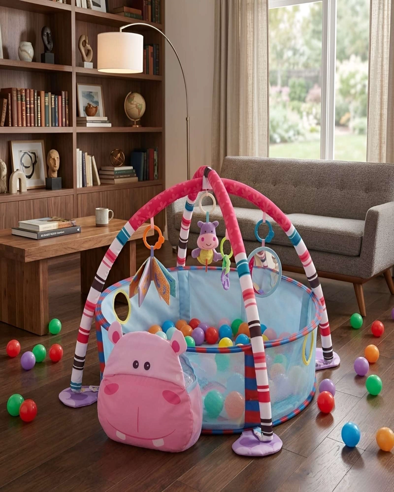 GIMNASIO DE ACTIVIDADES Y PISCINA DE PELOTAS 2 EN 1 PARA BEBE - 3