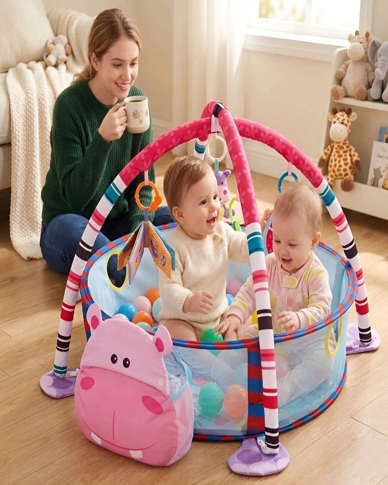 GIMNASIO DE ACTIVIDADES Y PISCINA DE PELOTAS 2 EN 1 PARA BEBE - 5