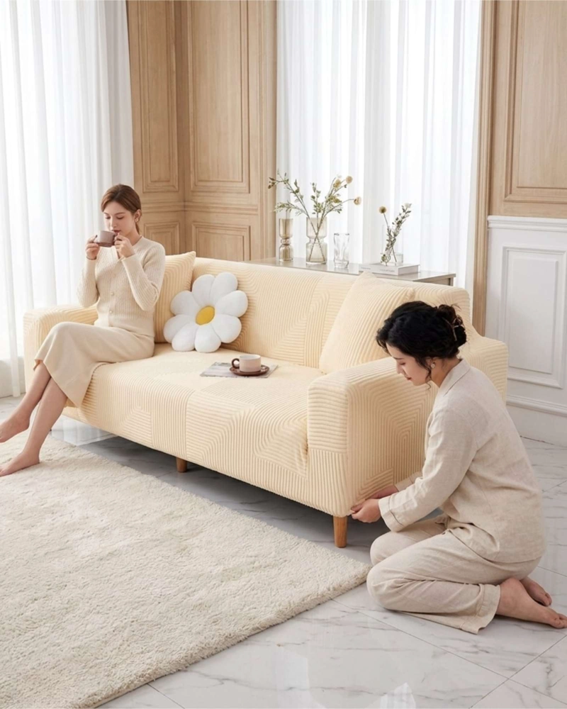 FUNDA PARA SOFA 3 CUERPOS DISEÑO MODERNO DE POLAR - 4