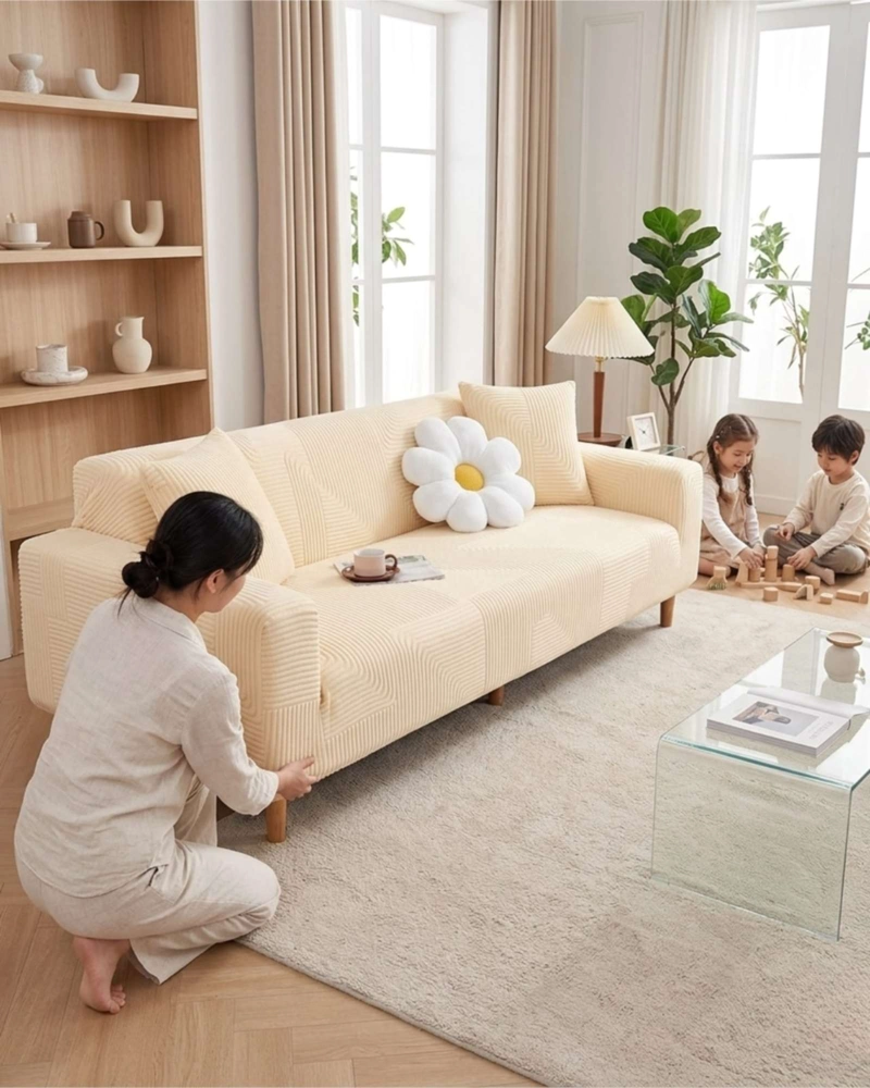 FUNDA PARA SOFA 3 CUERPOS DISEÑO MODERNO DE POLAR - 5
