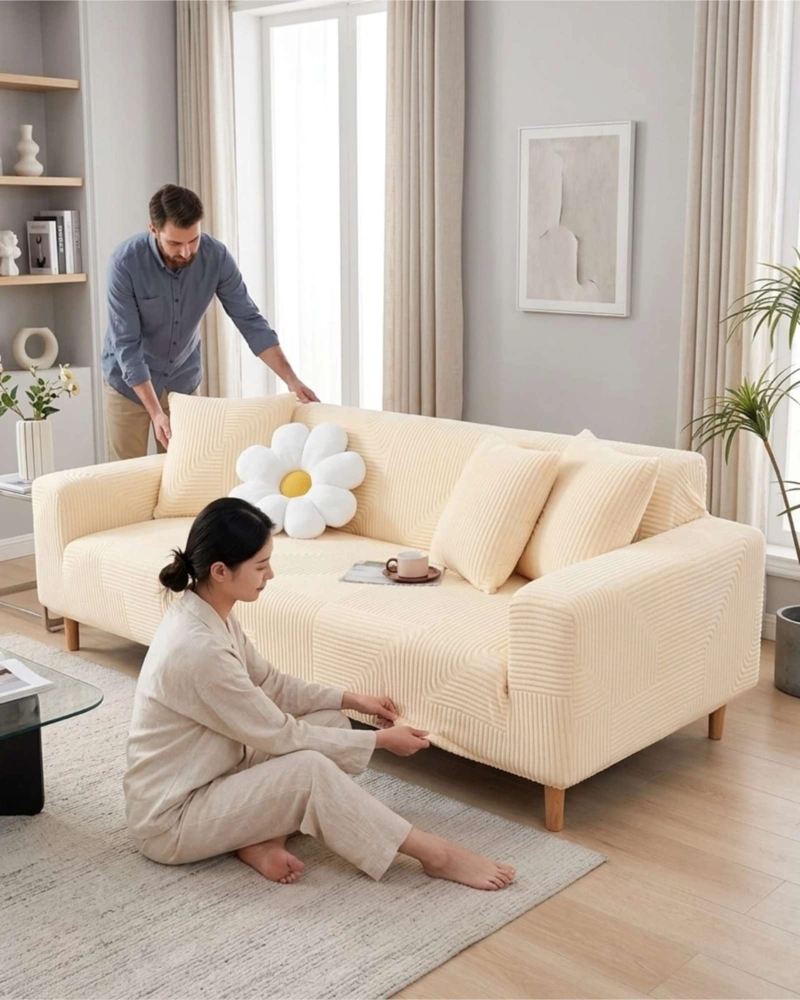 FUNDA PARA SOFA 4 CUERPOS DISEÑO MODERNO DE POLAR - 4