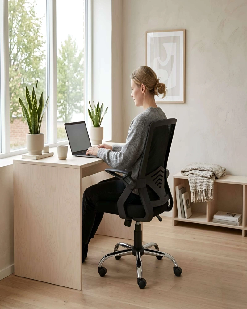 SILLA DE ESCRITORIO ERGONOMICA CON APOYABRAZOS ABATIBLES - 1