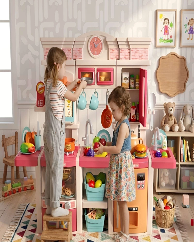 COCINA DE JUGUETE INFANTIL HOME KITCHEN 108 PIEZAS CON SONIDO Y AGUA - 1