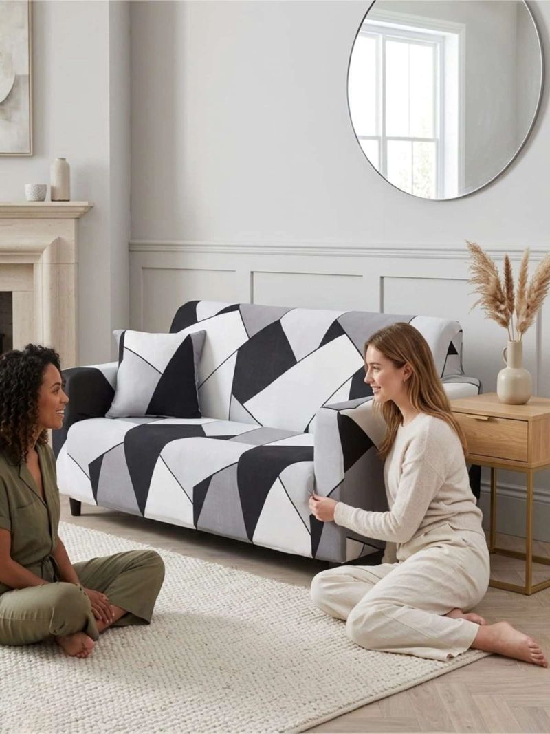 FUNDA DE SOFA ELASTICADA EFECTO TAPIZADO 360° - 2 CUERPOS - 1