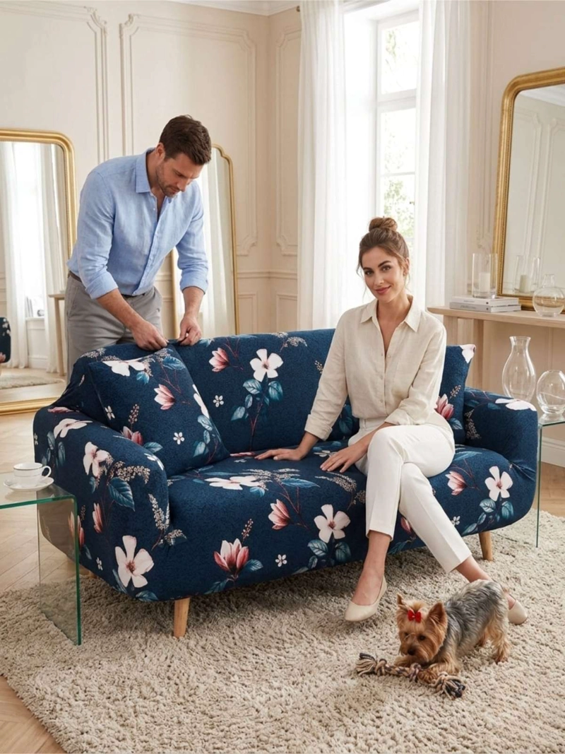 FUNDA DE SOFA ELASTICADA EFECTO TAPIZADO 360° - 3 CUERPOS - 7