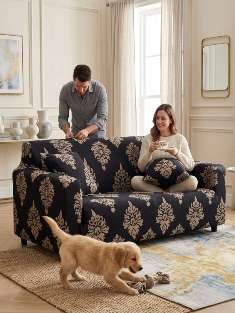 FUNDA DE SOFA ELASTICADA EFECTO TAPIZADO 360° - 1 CUERPOS - 4