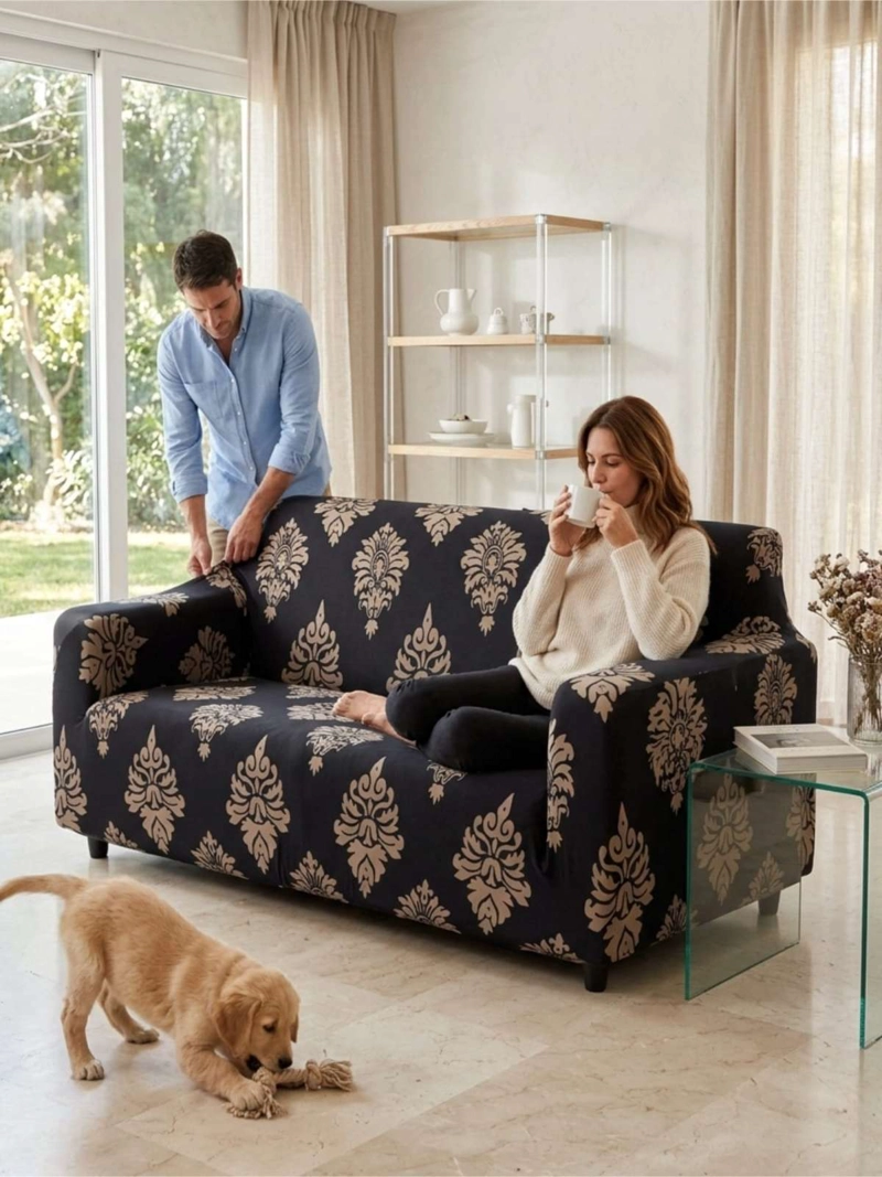FUNDA DE SOFA ELASTICADA EFECTO TAPIZADO 360° - 1 CUERPOS - 5