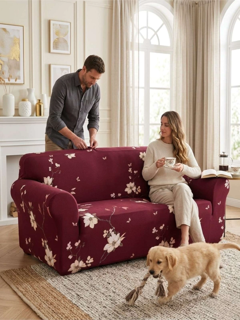 FUNDA DE SOFA ELASTICADA EFECTO TAPIZADO 360° - 2 CUERPOS - 5