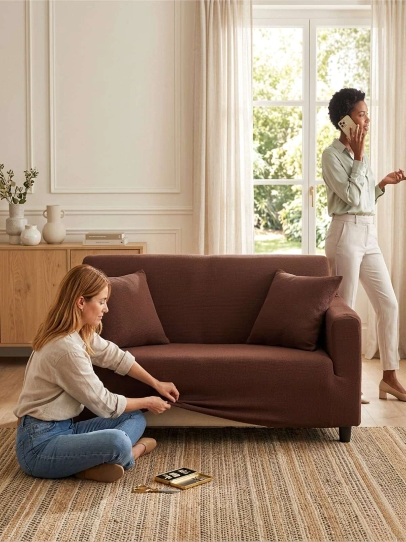 FUNDA DE SOFA ELASTICADA EFECTO TAPIZADO 360° - 1 CUERPOS - 7