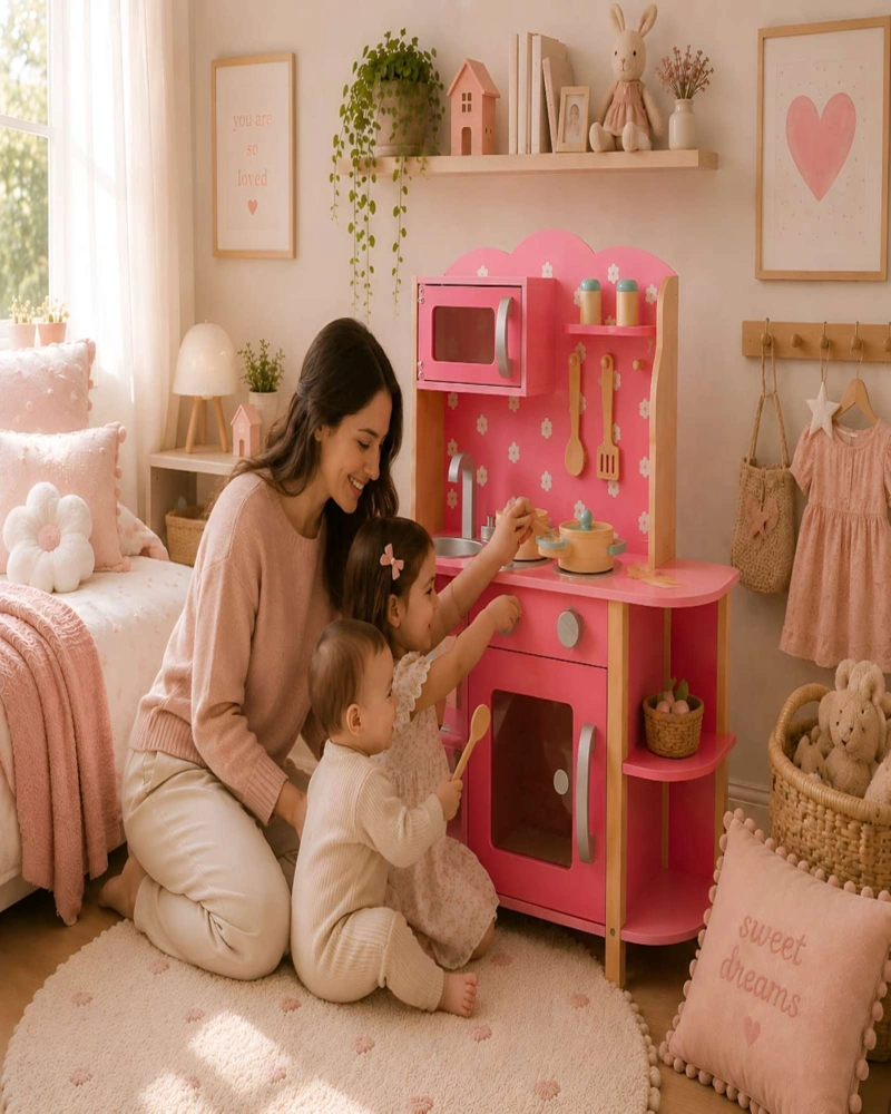 COCINA DE MADERA INFANTIL CON ACCESORIOS - 4