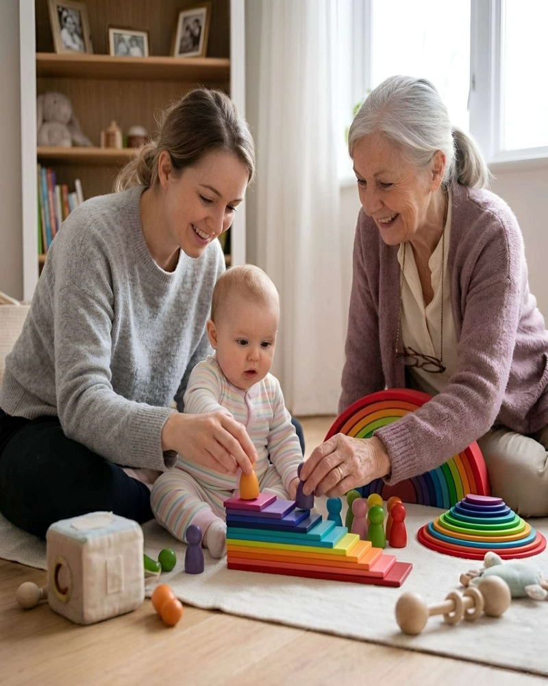 JUGUETE EDUCATIVO DE MADERA MULTICOLOR PARA NIÑOS - 1