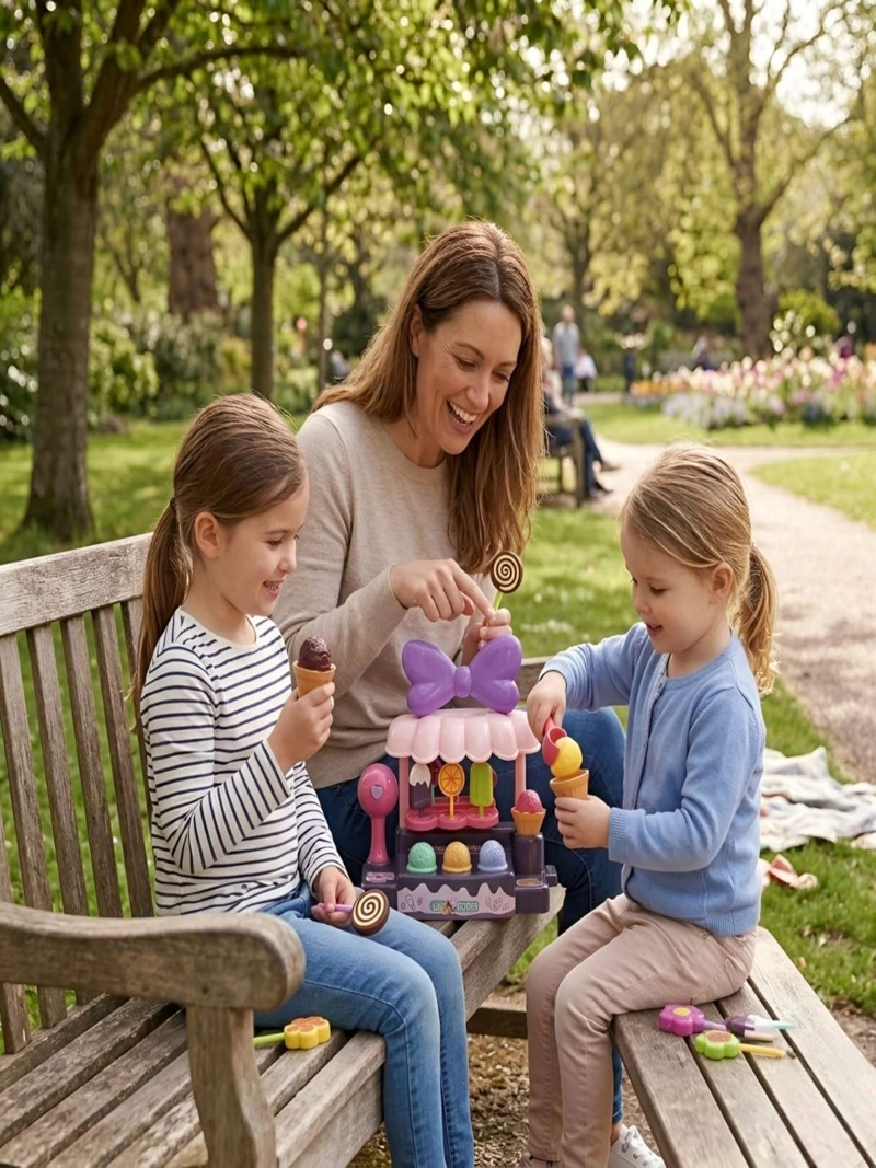 JUEGO DE ROL MINI TIENDA DE HELADOS INFANTIL 20 PIEZAS CON LUZ Y SONIDO - 6