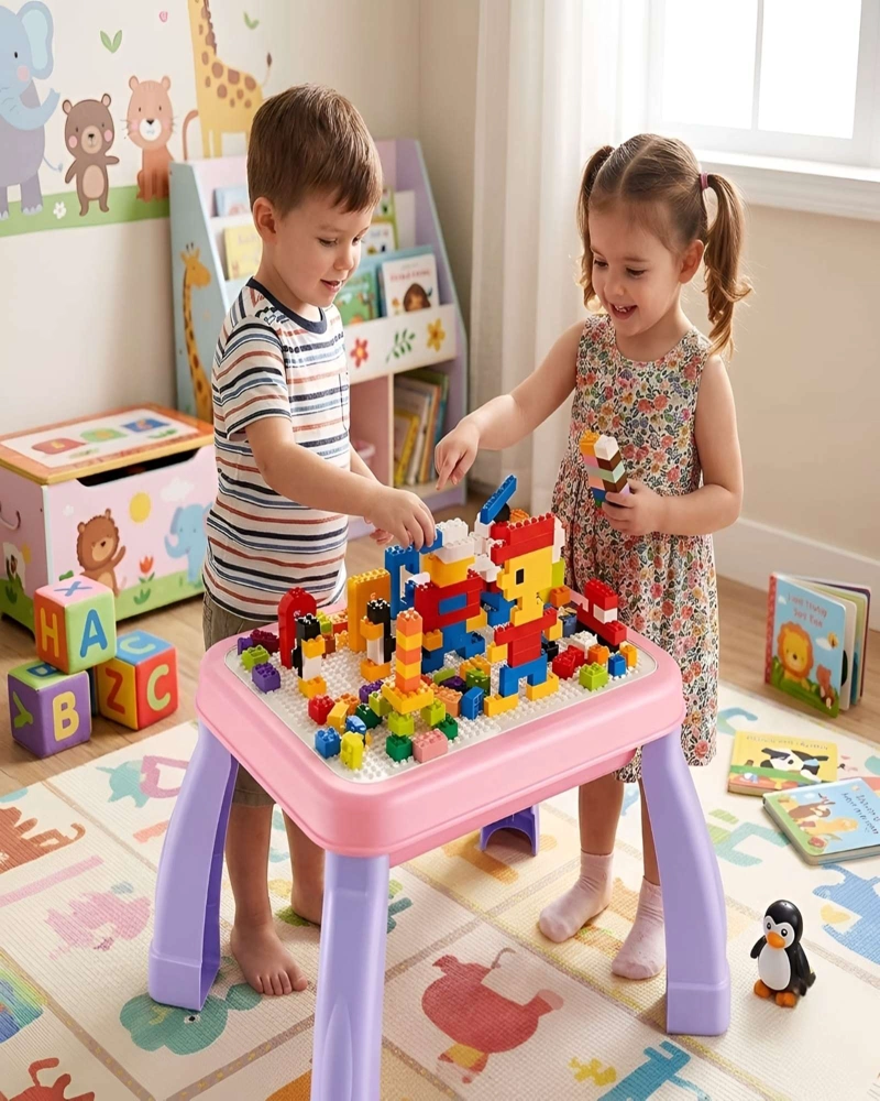 MESA DE ACTIVIDADES DIDACTICA PARA BLOQUES DE CONSTRUCCION INFANTIL - 1