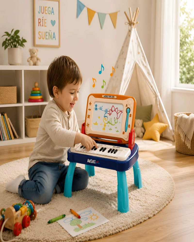 ESTACION DE ARTE Y MUSICA 2 EN 1: PIZARRA MAGICA Y PIANO INFANTIL - 1