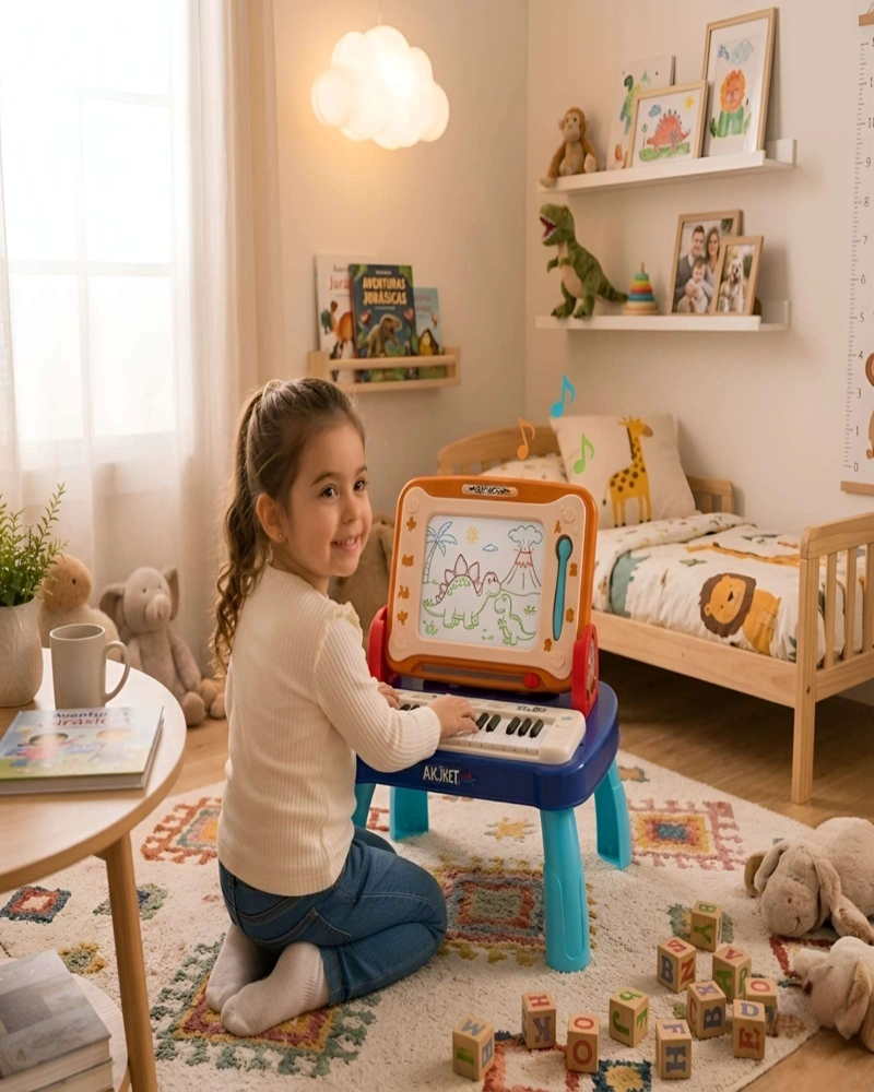 ESTACION DE ARTE Y MUSICA 2 EN 1: PIZARRA MAGICA Y PIANO INFANTIL - 2