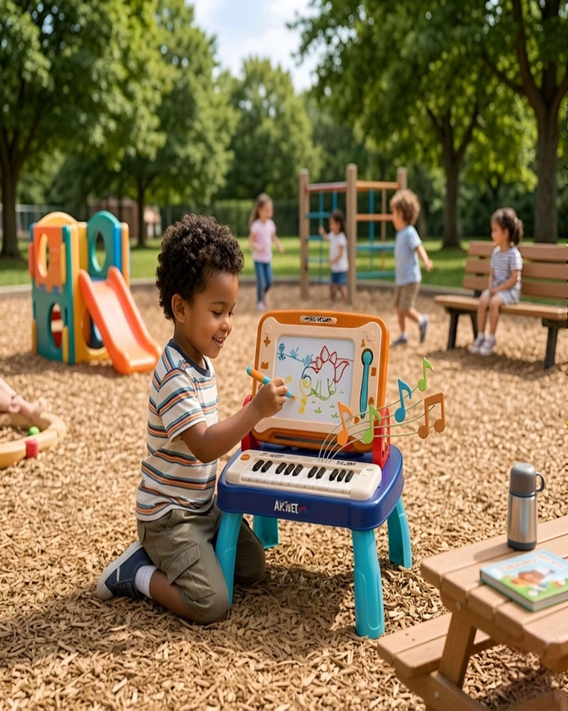 ESTACION DE ARTE Y MUSICA 2 EN 1: PIZARRA MAGICA Y PIANO INFANTIL - 5