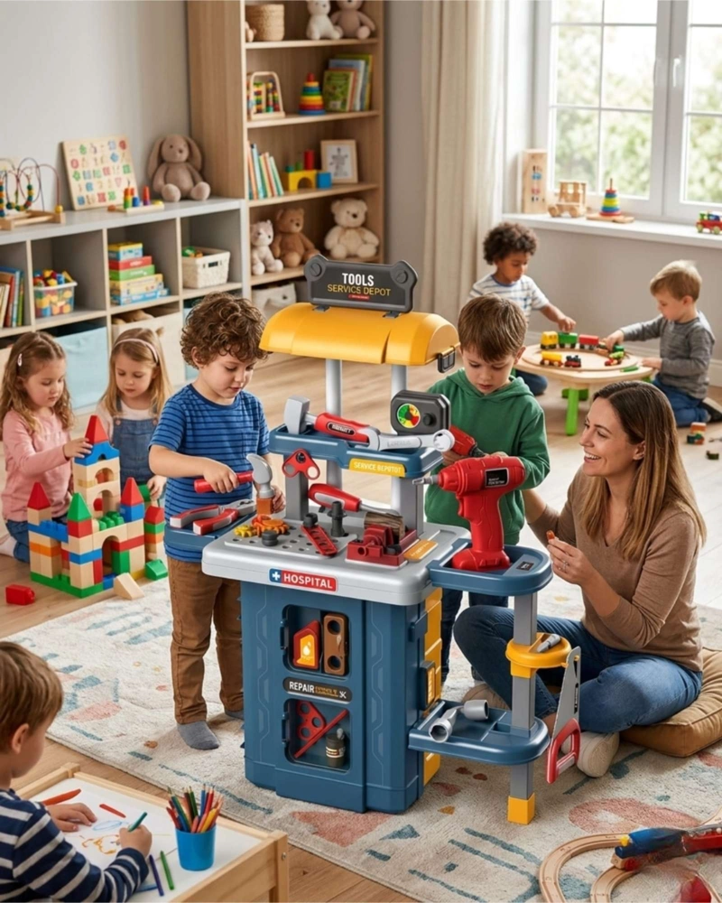 SET DE HERRAMIENTAS DE JUGUETE INFANTIL 3 EN 1 CON MALETA MOVIL - 2